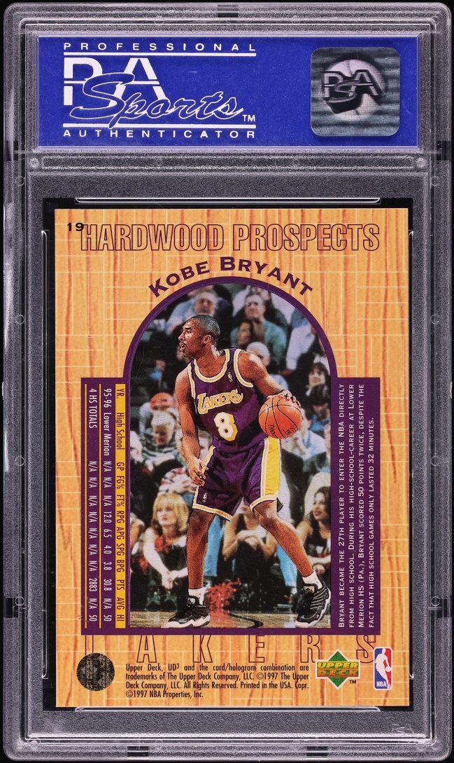 1996 UD3 Basketball Kobe Bryant ROOKIE #19 PSA 10 GEM MINT