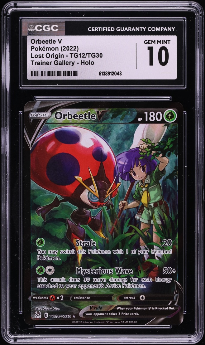 2022 Pokemon Sword & Shield Lost Origin Trainer Gallery CHR Orbeetle V #TG12 CGC 10 GEM MINT