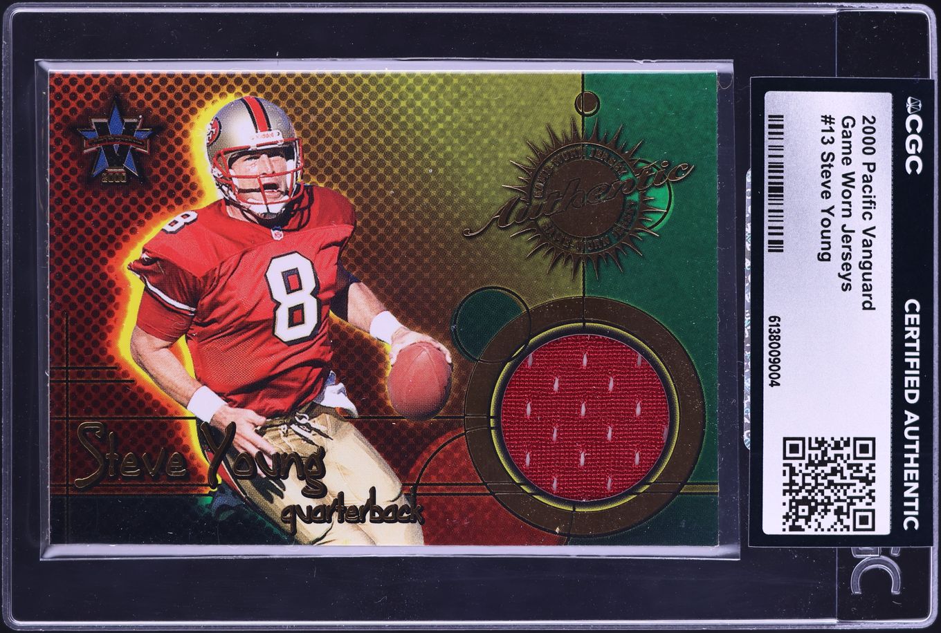 2000 Pacific Vanguard Game Worn Steve Young PATCH #13 CGC AUTH