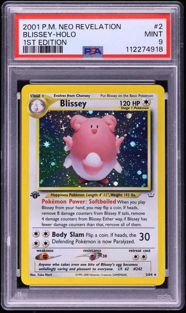 2001 Pokemon Neo Revelation 1st Edition Holo Blissey #2 PSA 9 MINT