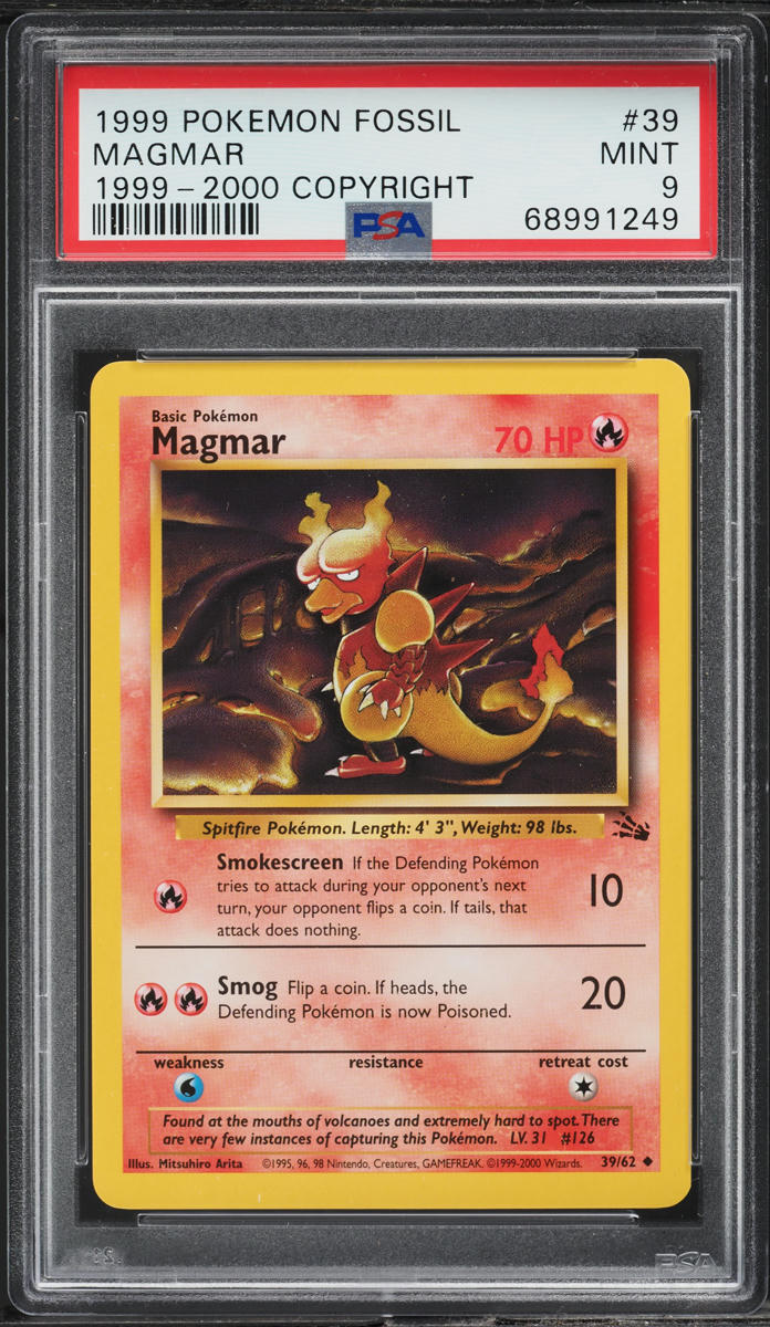 1999-2000 Pokemon Fossil Magmar #39 PSA 9 MINT