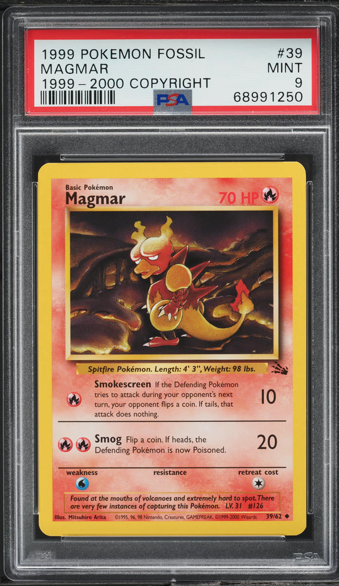 1999 Pokemon Fossil '99-00 Copyright Magmar #39 PSA 9 MINT