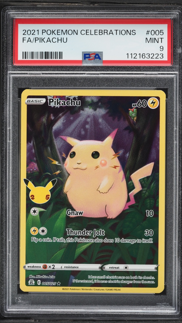 2021 Pokemon Sword & Shield Celebrations Full Art Pikachu #5 PSA 9 MINT