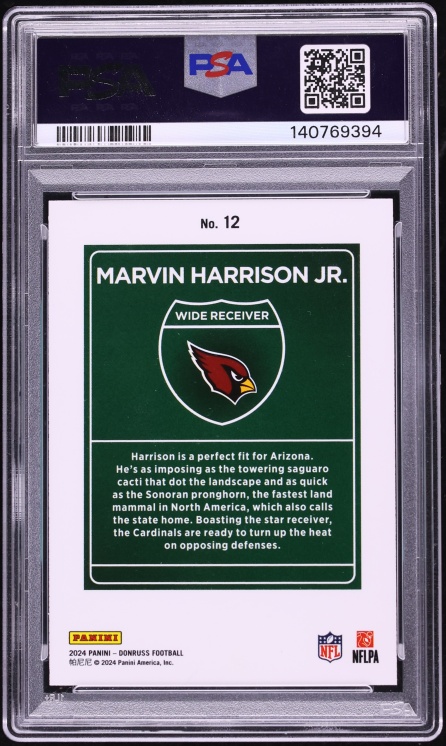 2024 Donruss Downtown Marvin Harrison Jr. ROOKIE #12 PSA 9 MINT