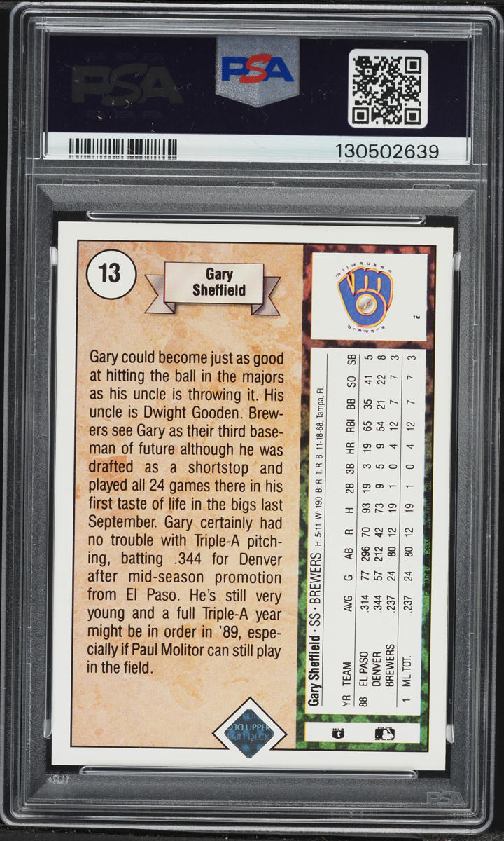 1989 Upper Deck Gary Sheffield ROOKIE #13 PSA 8 NM-MT