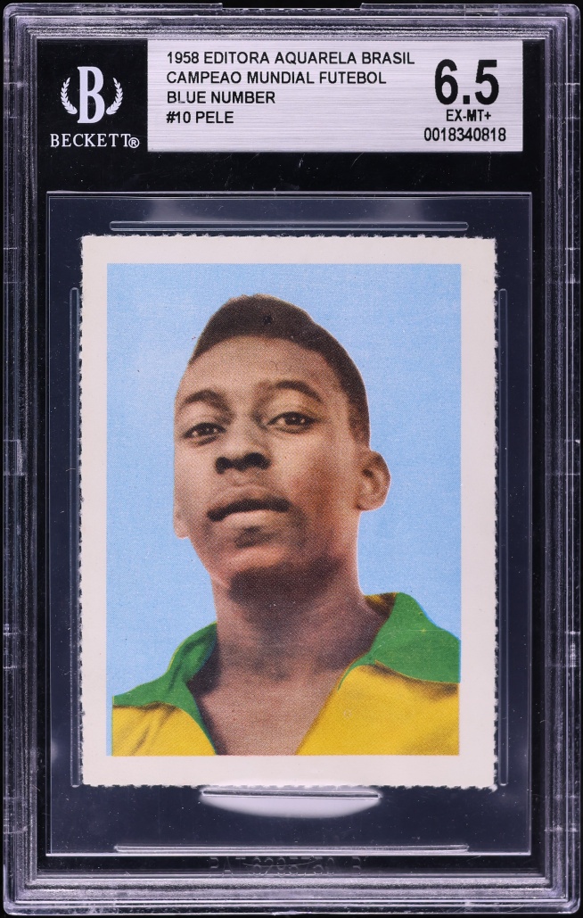 1958 Editora Aquarela Soccer Blue Number Pele ROOKIE #10 BGS 6.5 EXMT+