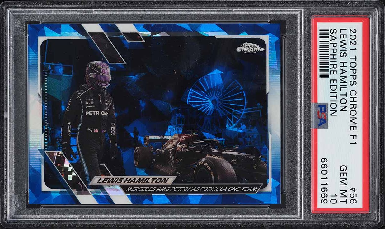 2021 Topps Chrome Formula 1 F1 Sapphire Lewis Hamilton #56 PSA 10 GEM MINT