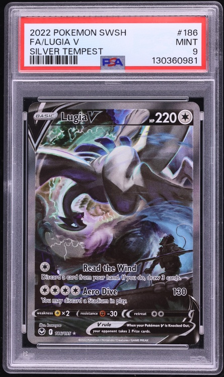 2022 Pokemon Sword & Shield Silver Tempest Alt Art Lugia V #186 PSA 9 MINT