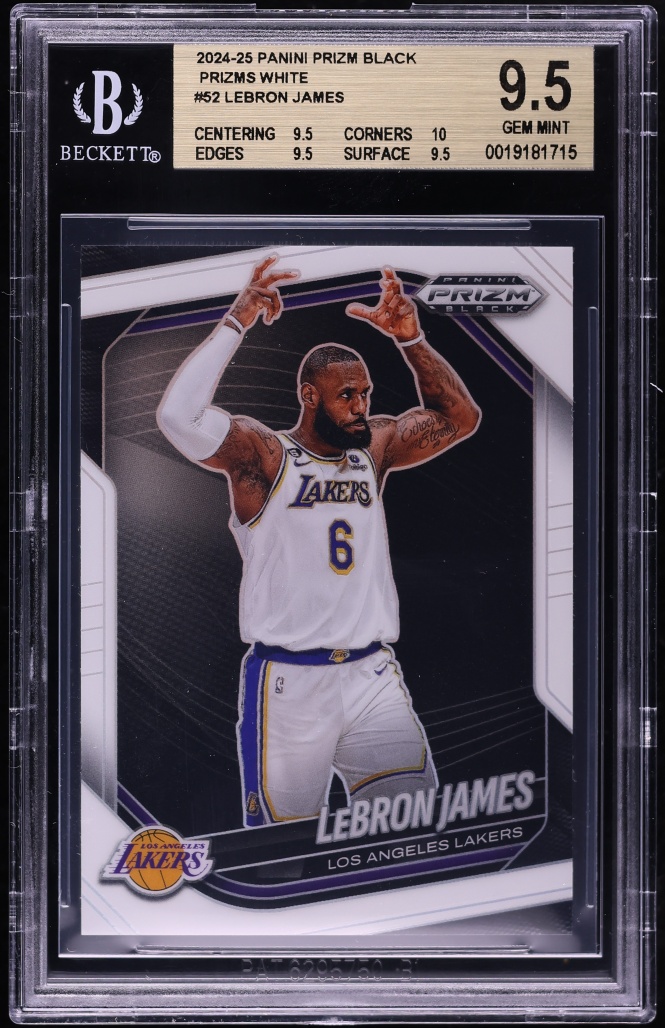 2024 Panini Prizm Black White LeBron James /175 #52 BGS 9.5 GEM MINT