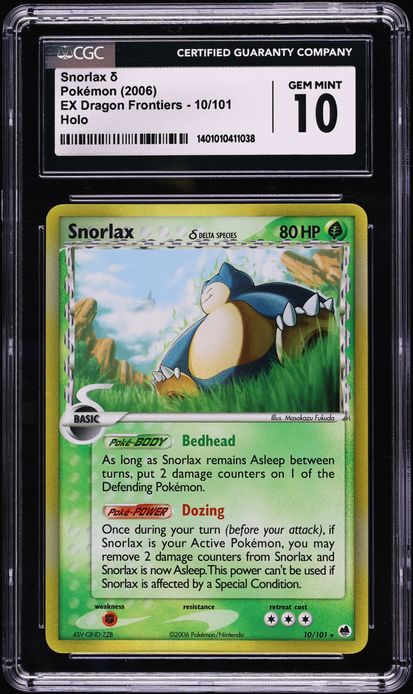 2006 Pokemon EX Dragon Frontiers Holo Snorlax #10 CGC 10 GEM MINT