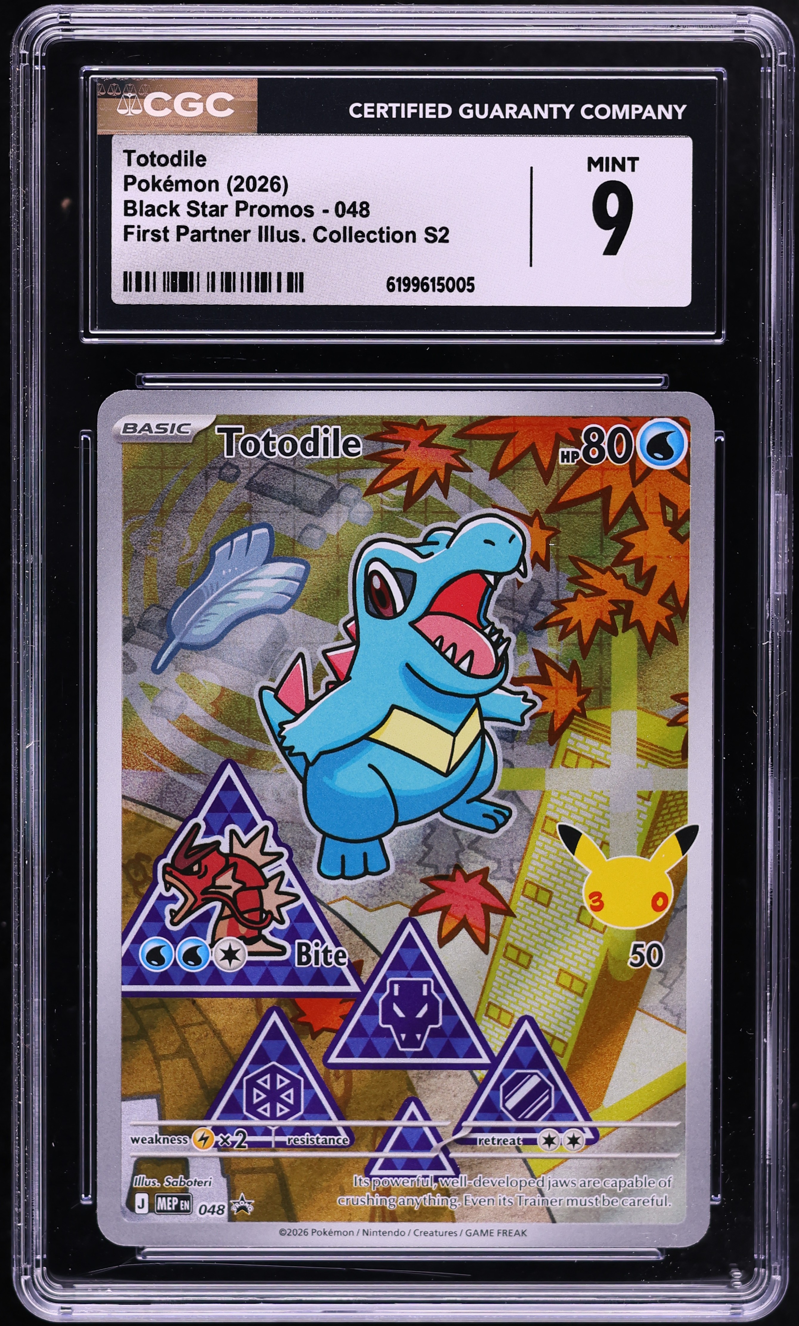 2026 Pokemon Mega Evolution Promo First Partner Illustration S2 Full Art Totodile #48 CGC 9