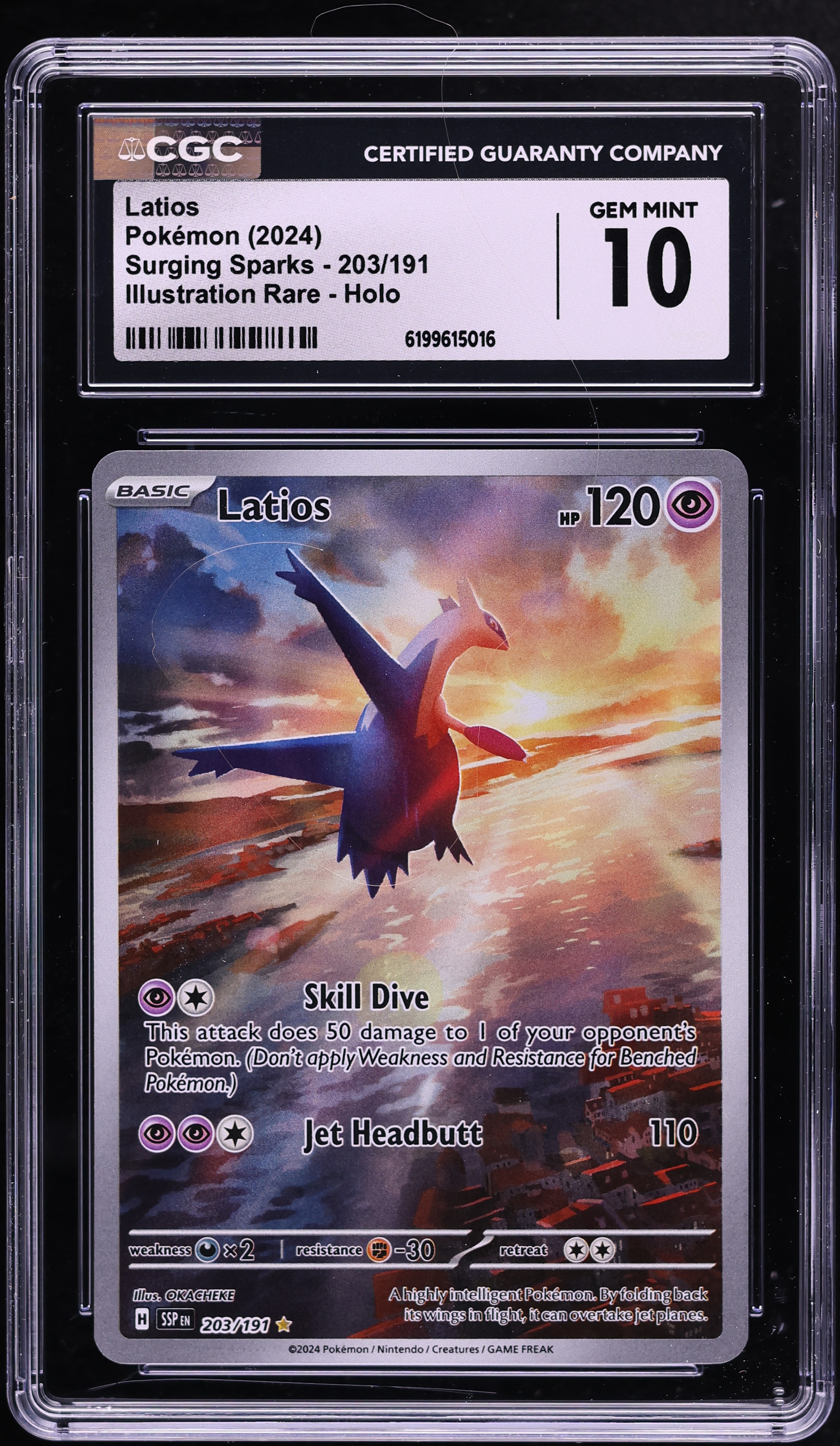 2024 Pokemon Scarlet & Violet Surging Sparks IR Latios #203 CGC 10 GEM MINT