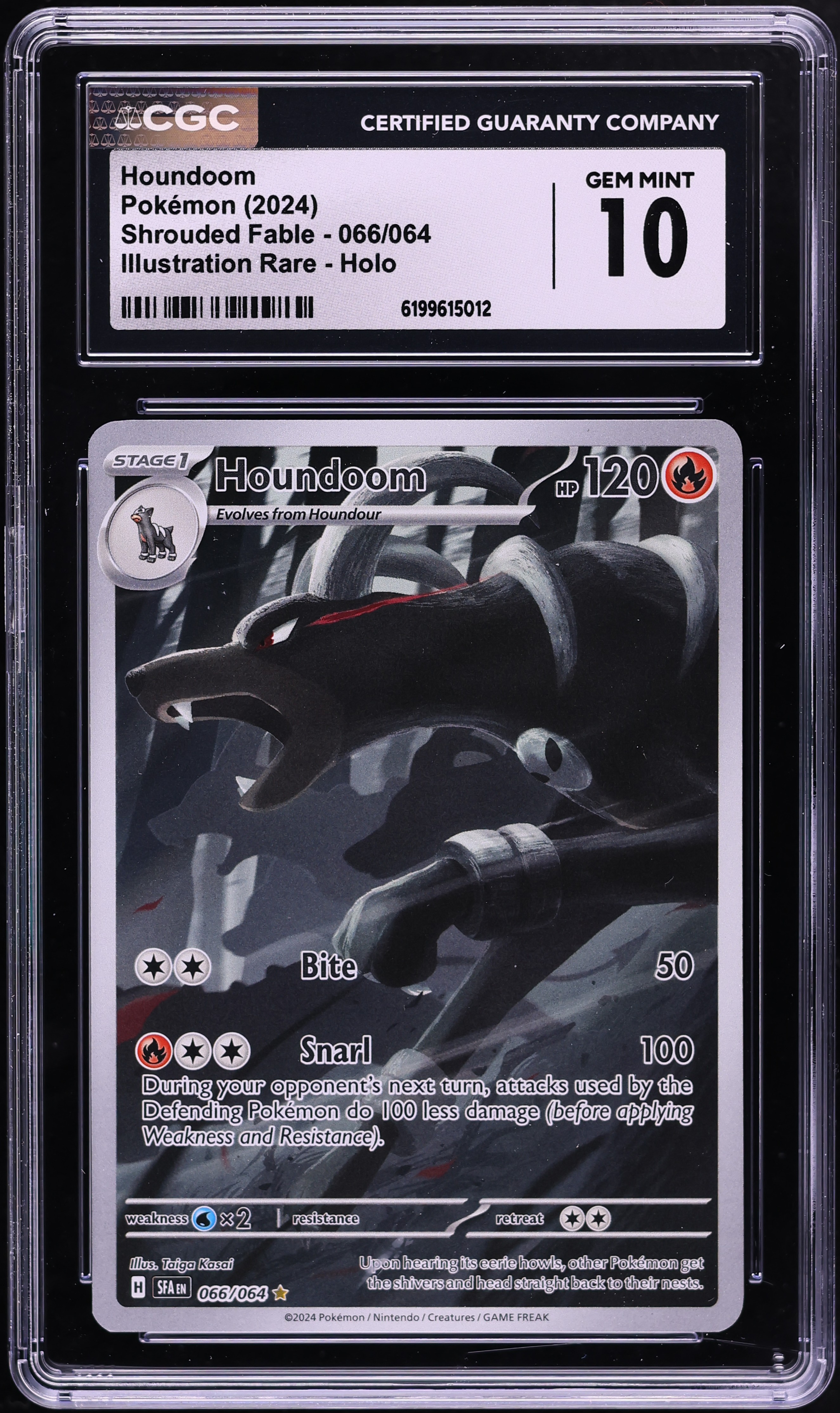 2024 Pokemon Scarlet & Violet Shrouded Fable IR Houndoom #66 CGC 10 GEM MINT