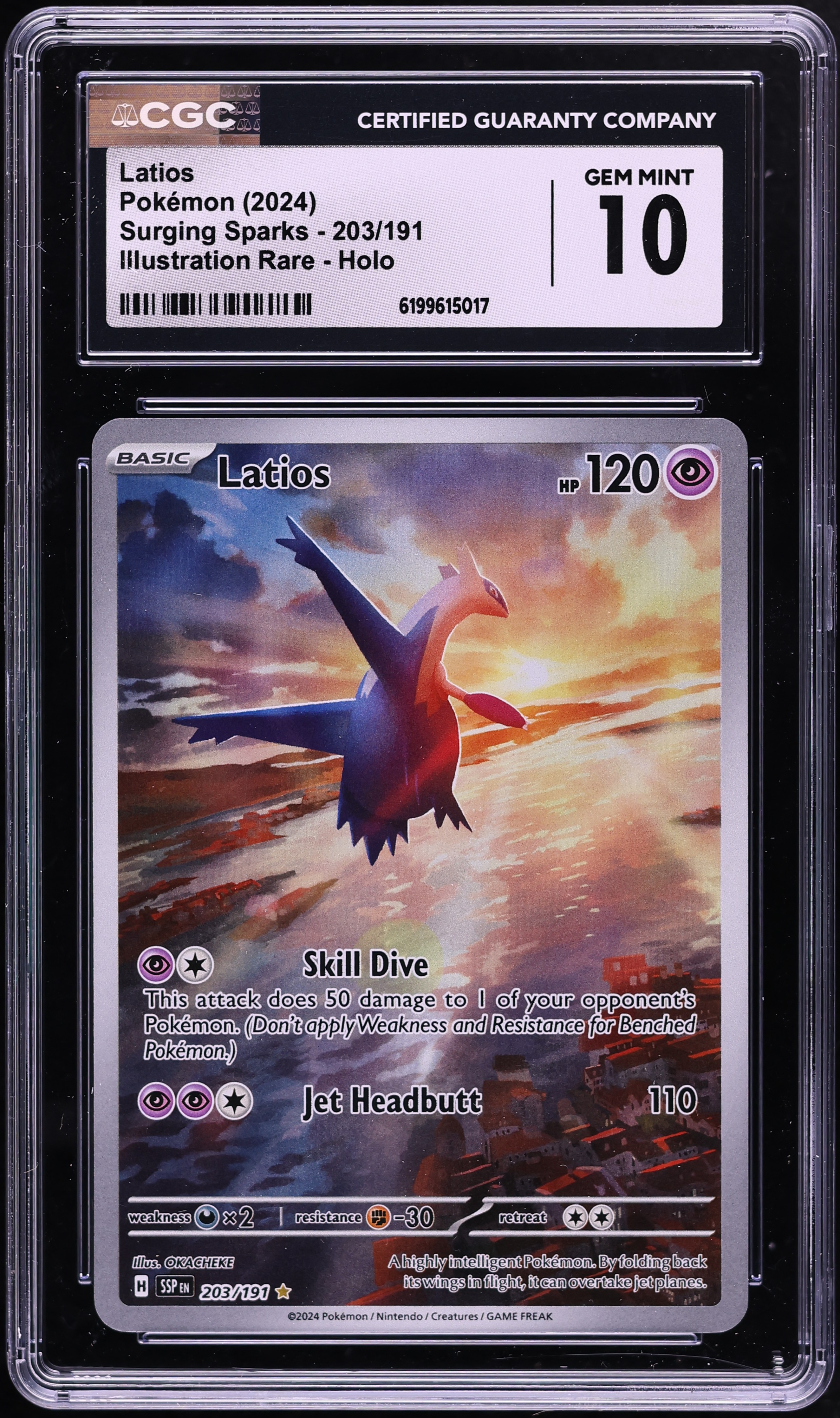 2024 Pokemon Scarlet & Violet Surging Sparks IR Latios #203 CGC 10 GEM MINT