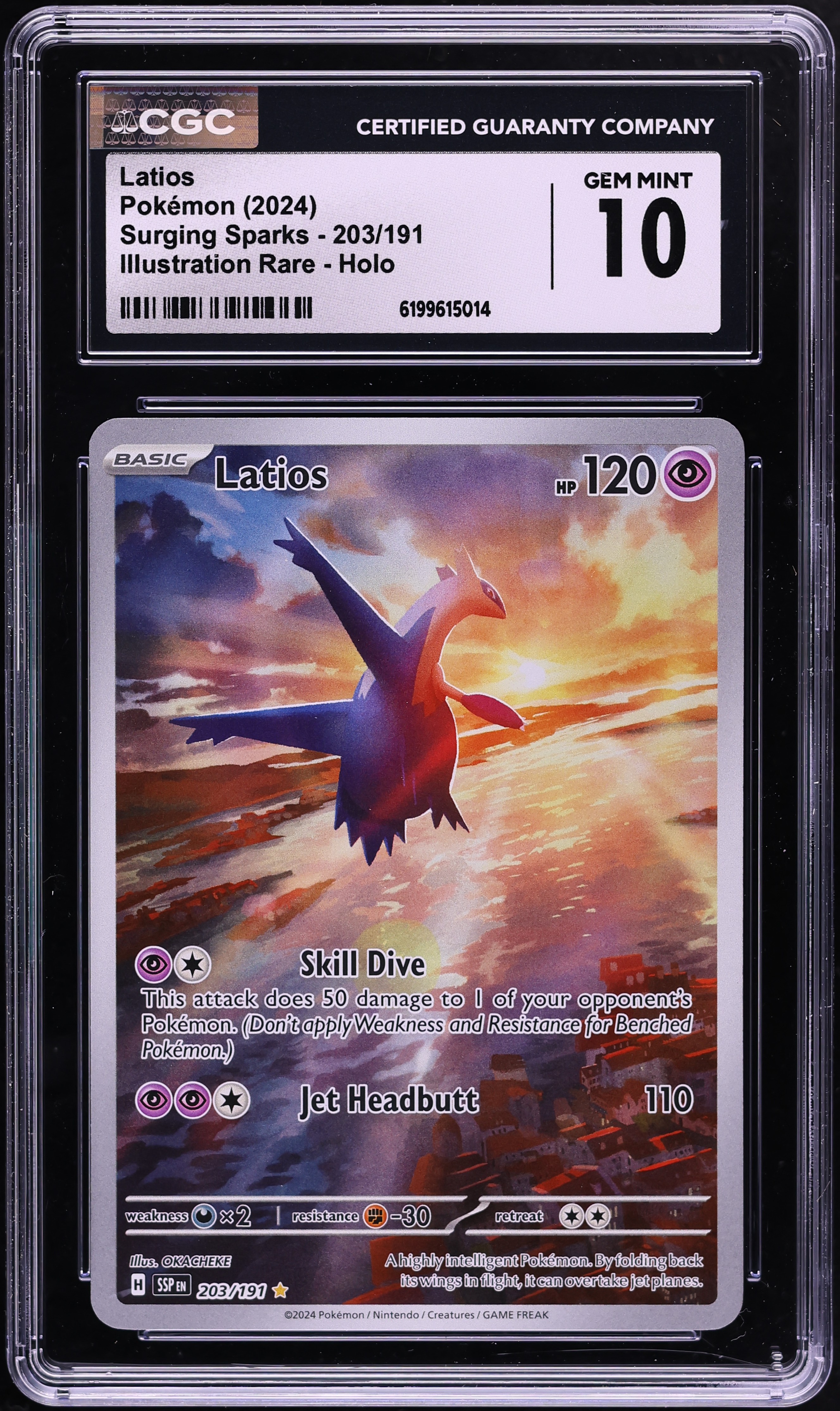 2024 Pokemon Scarlet & Violet Surging Sparks IR Latios #203 CGC 10 GEM MINT