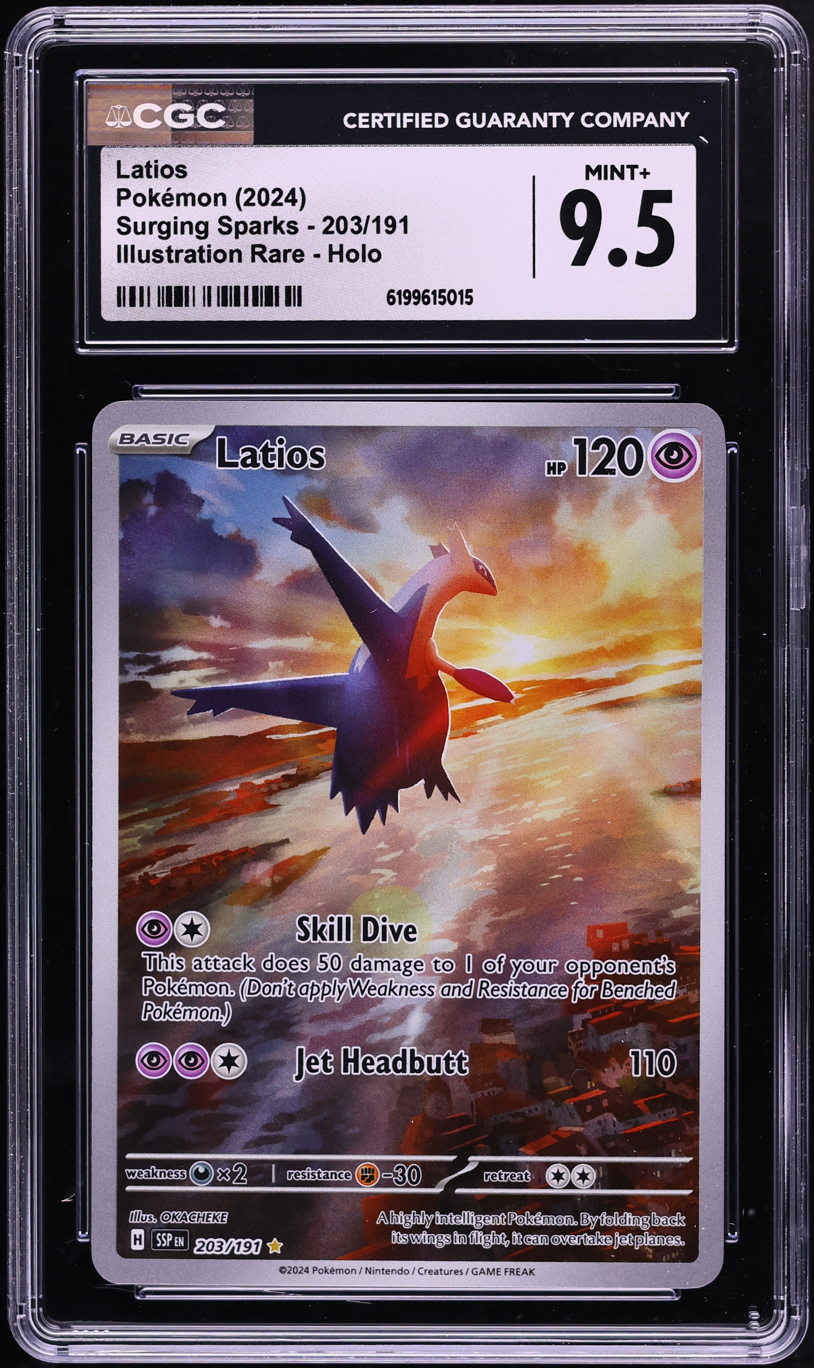 2024 Pokemon Scarlet & Violet Surging Sparks IR Latios #203 CGC 9.5 MINT+
