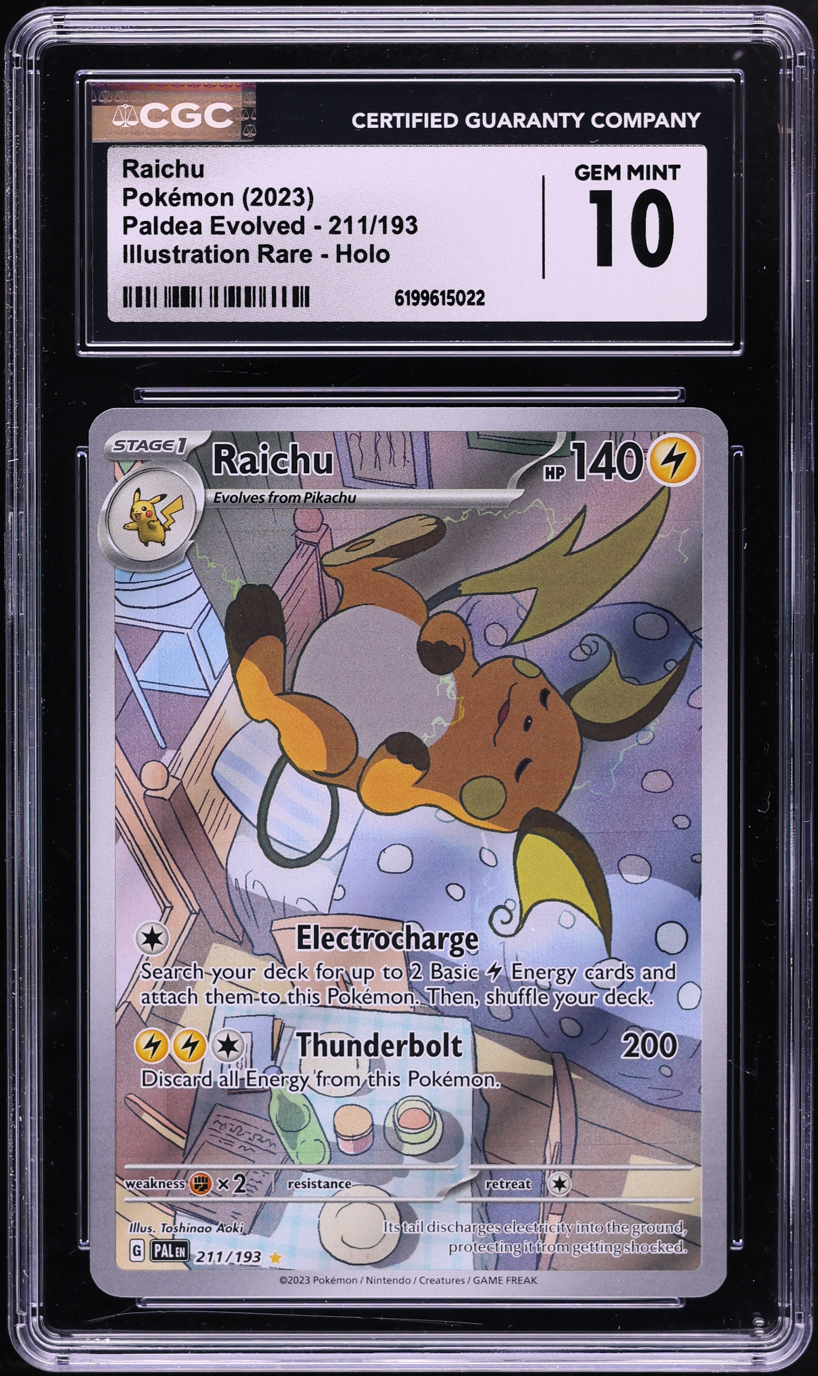 2023 Pokemon Scarlet & Violet Paldea Evolved IR Raichu #211 CGC 10 GEM MINT