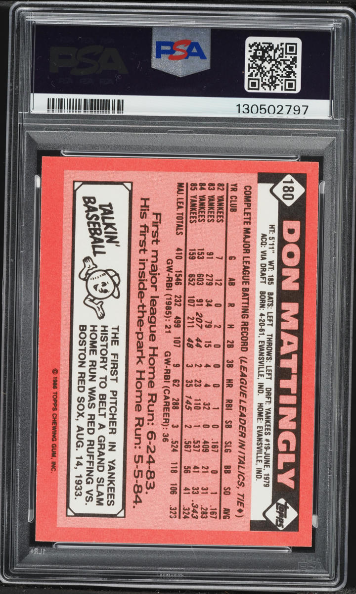 1986 Topps Tiffany Don Mattingly #180 PSA 8 NM-MT