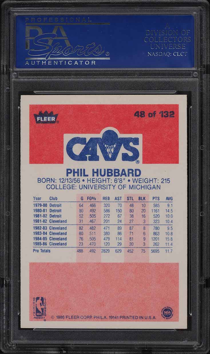 1986 Fleer Basketball Phil Hubbard #48 PSA 9 MINT
