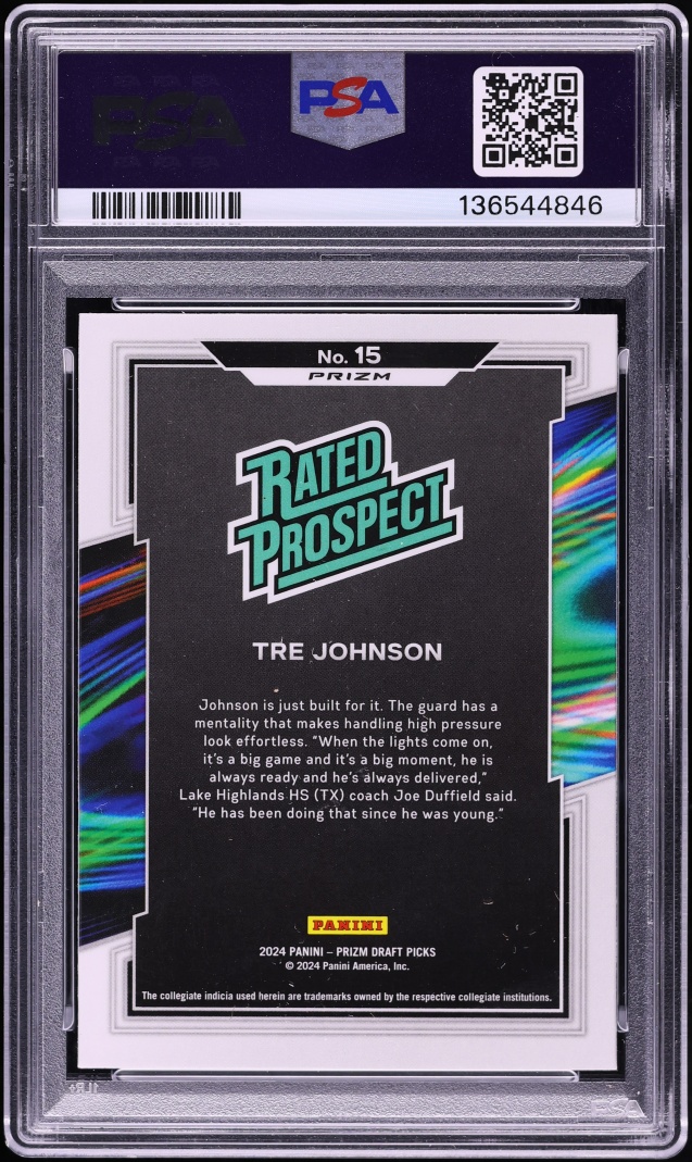 2024 Panini Prizm Draft Picks Red Ice Tre Johnson ROOKIE #15 PSA 10 GEM MINT