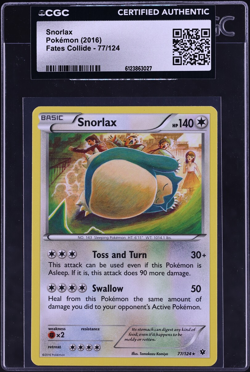 2016 Pokemon XY Fates Collide Snorlax #77 CGC AUTH