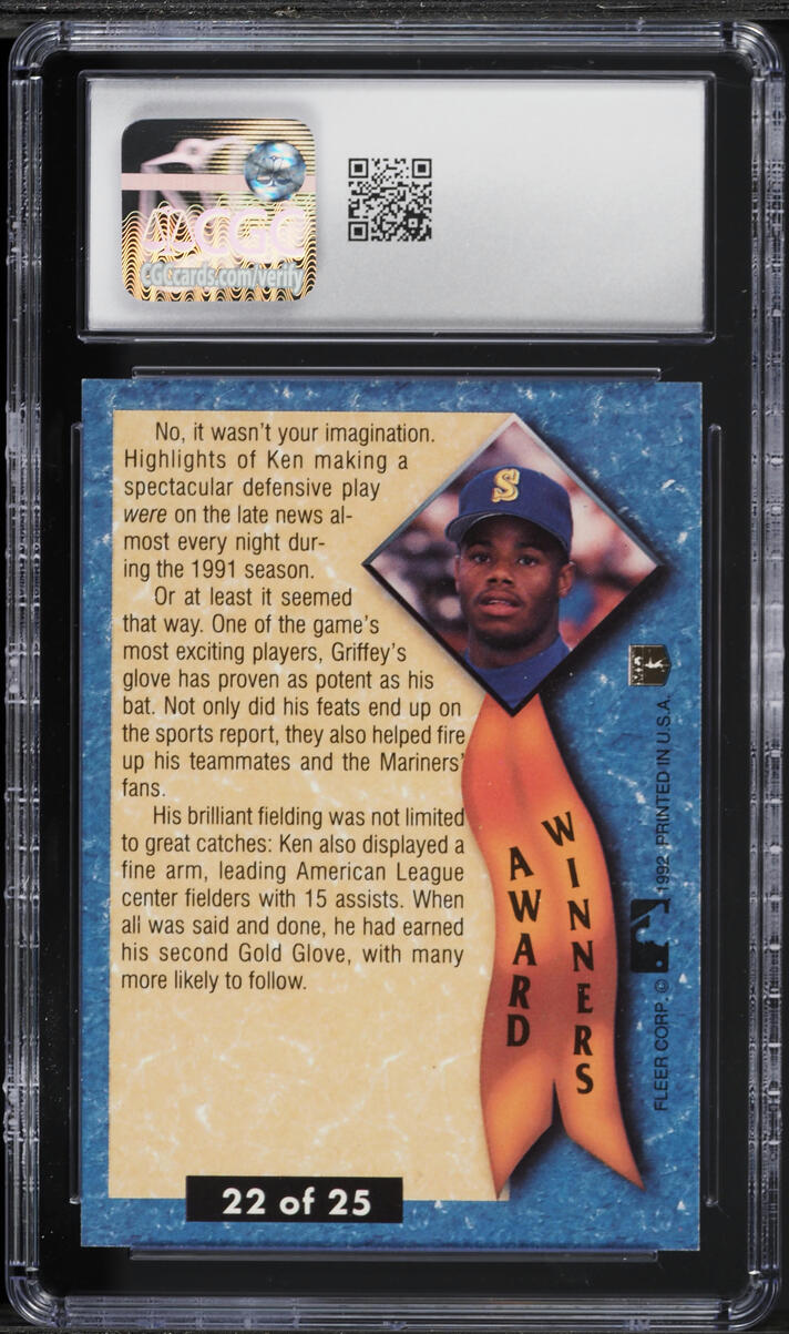 1992 Ultra Award Winners A.L. Gold Glove Ken Griffey Jr. #22 CGC 8.5 NM-MT+