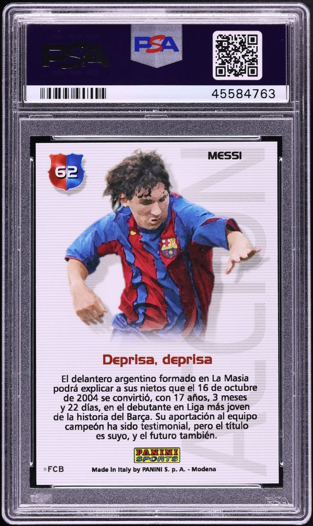 2004 Panini Sports Mega Cracks Barca Campeon Lionel Messi ROOKIE #62 PSA 10 GEM MINT