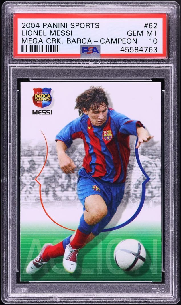 2004 Panini Sports Mega Cracks Barca Campeon Lionel Messi ROOKIE #62 PSA 10 GEM MINT