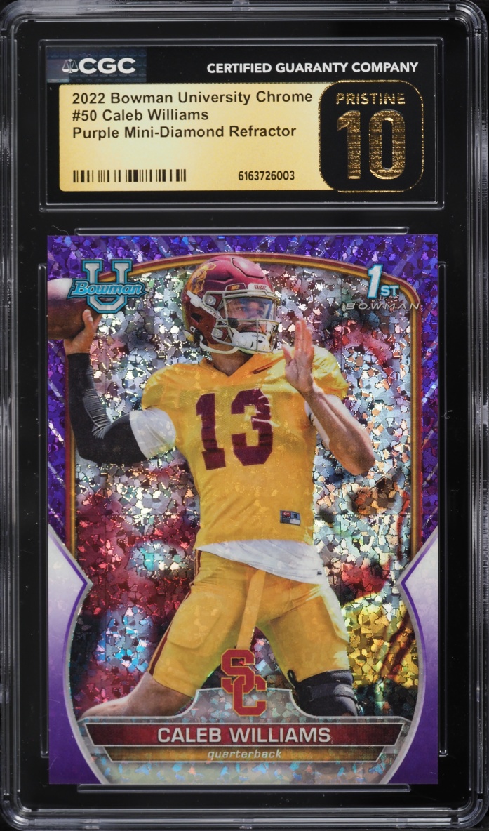 2022 Bowman Chrome U Purple Mini-Diamond Refractor Caleb Williams ROOKIE /399 CGC 10 PRISTINE