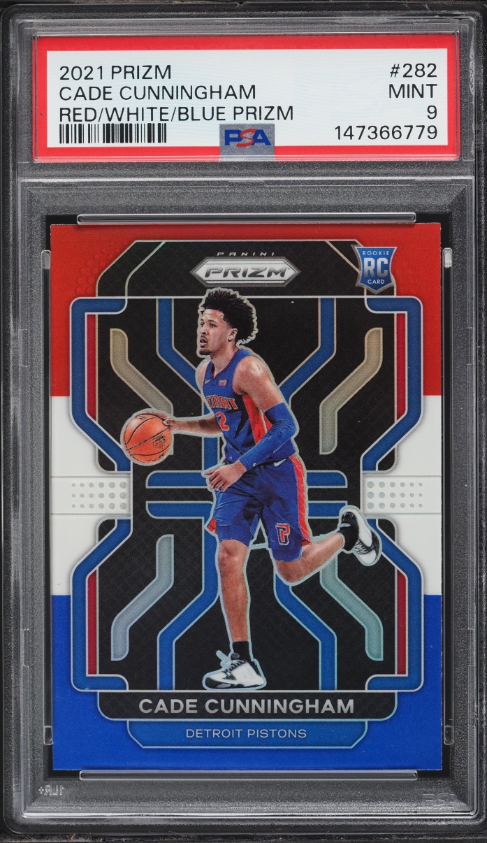 2021 Panini Prizm Red White Blue Cade Cunningham ROOKIE #282 PSA 9 MINT