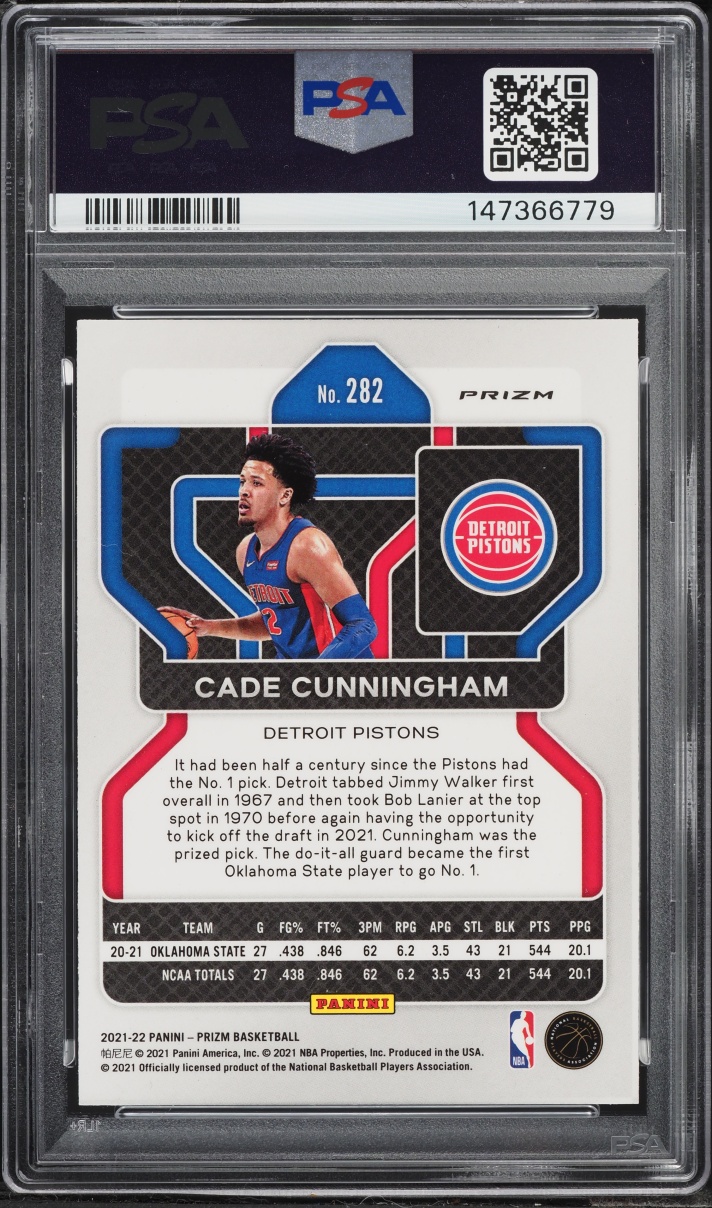 2021 Panini Prizm Red White Blue Cade Cunningham ROOKIE #282 PSA 9 MINT