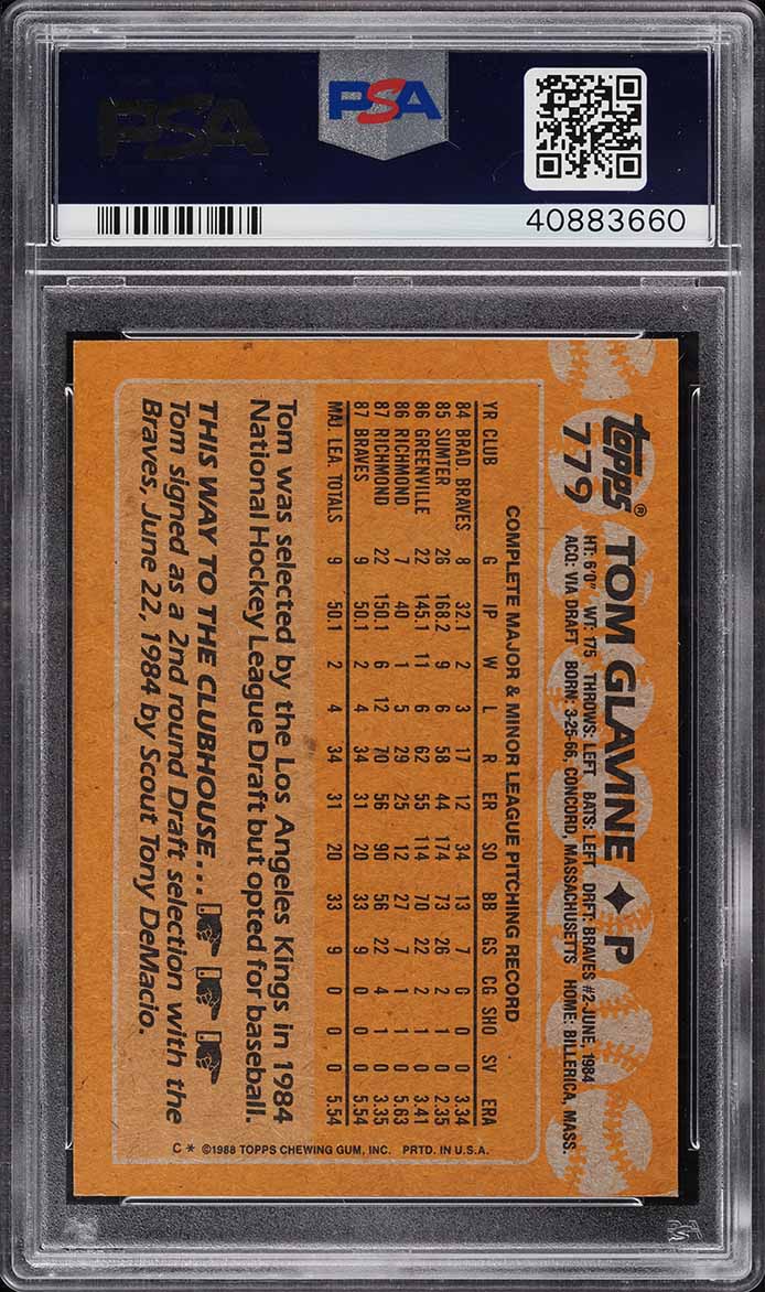 1988 Topps Tom Glavine ROOKIE #779 PSA 8.5 NM-MT+