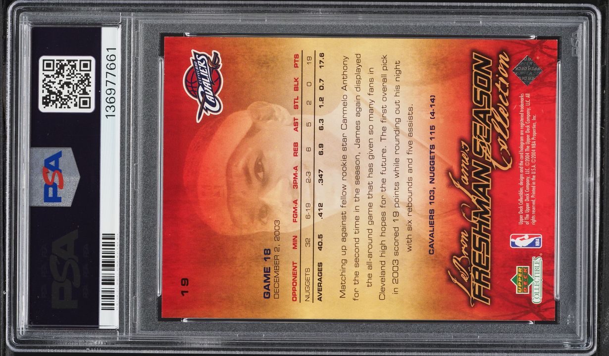 2003 Upper Deck Collectibles Freshman Season LeBron James ROOKIE #19 PSA 9 MINT