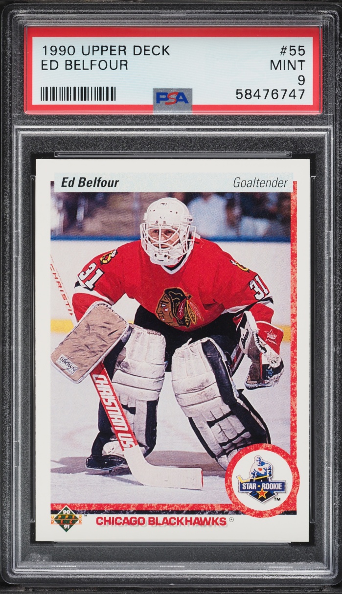 1990 Upper Deck Hockey Ed Belfour ROOKIE #55 PSA 9 MINT