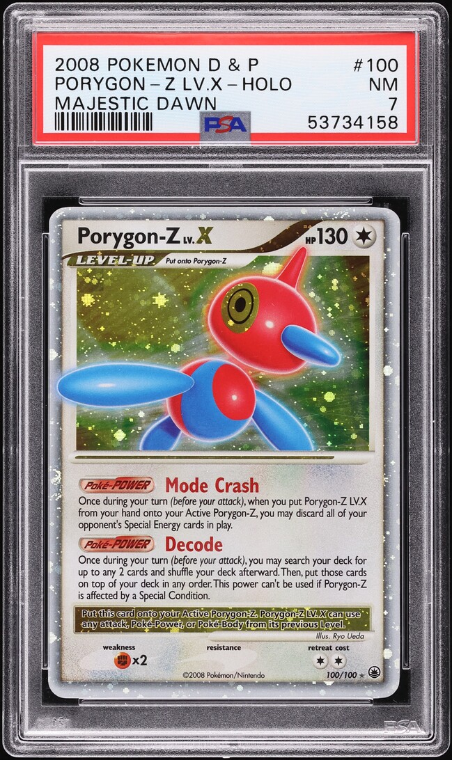 2008 Pokemon Diamond & Pearl Majestic Dawn Holo Porygon Z Lv.X #100 PSA 7 NRMT
