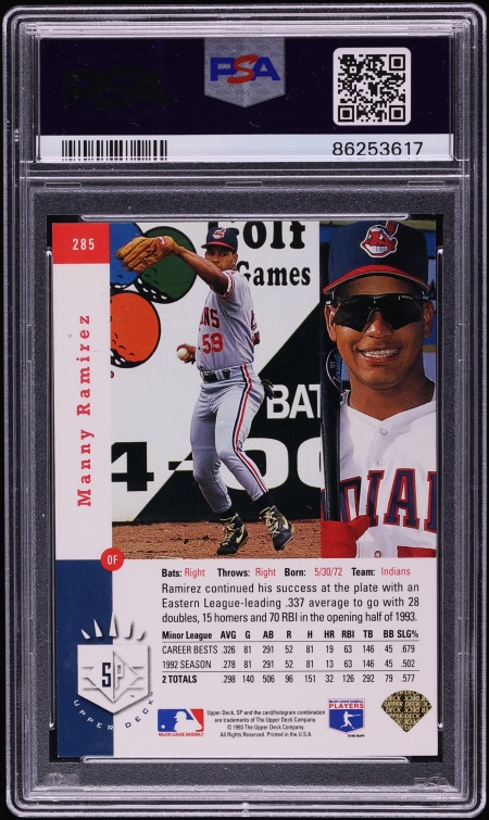 1993 SP Foil Manny Ramirez ROOKIE #285 PSA 7 NRMT