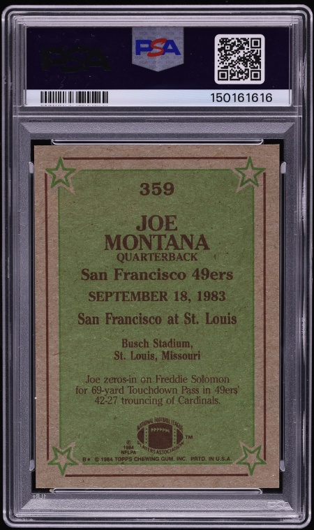 1984 Topps Football Joe Montana #359 PSA 7 NRMT