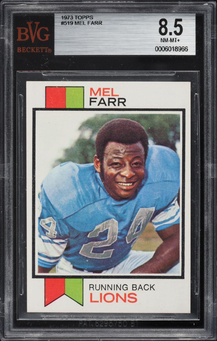 1973 Topps Football Mel Farr #519 BVG 8.5 NM-MT+