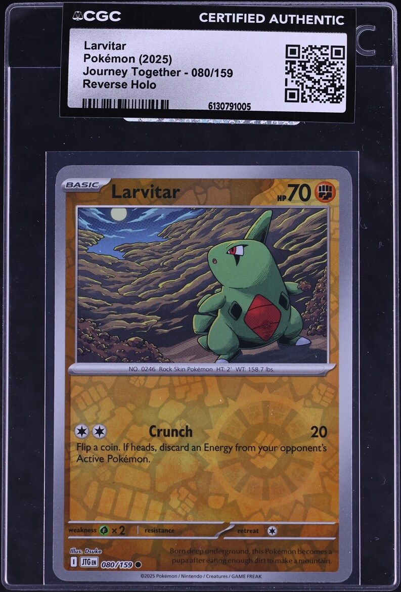 2025 Pokemon Scarlet & Violet Journey Together Reverse Holo Larvitar #80 CGC AUTH