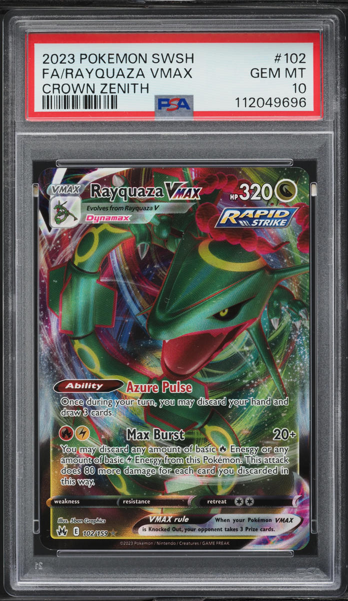 2023 Pokemon Sword & Shield Crown Zenith Rayquaza VMAX #102 PSA 10 GEM MINT
