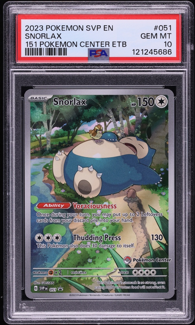 2023 Pokemon Scarlet & Violet Promo 151 Center ETB Full Art Snorlax #51 PSA 10 GEM MINT