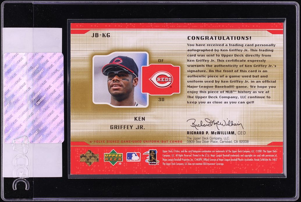 2001 Upper Deck Evolution e-Card Game Bat Ken Griffey Jr. PATCH AUTO #JB-KG CGC AUTH - Photo 2
