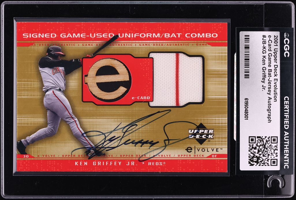 2001 Upper Deck Evolution e-Card Game Bat Ken Griffey Jr. PATCH AUTO #JB-KG CGC AUTH
