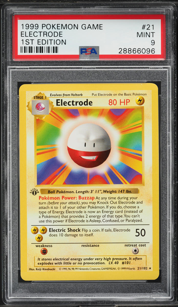 1999 Pokemon Base Set Shadowless 1st Edition Electrode #21 PSA 9 MINT