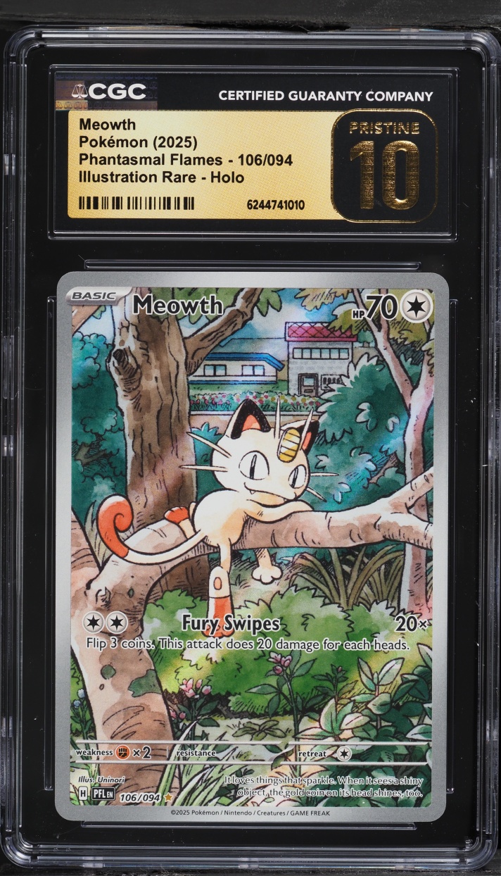 2025 Pokemon Mega Evolution Phantasmal Flames IR Meowth #106 CGC 10 ...