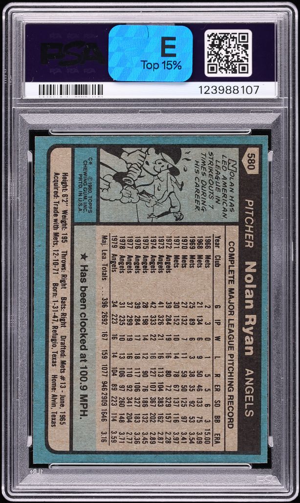 1980 Topps Nolan Ryan #580 PSA 10 GEM MINT