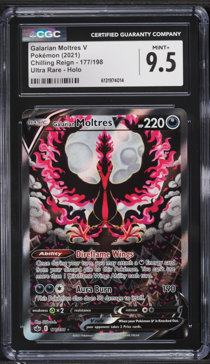 2021 Pokemon Sword & Shield Chilling Reign Alt Art Galarian Moltres V #177 CGC 9.5 MINT+
