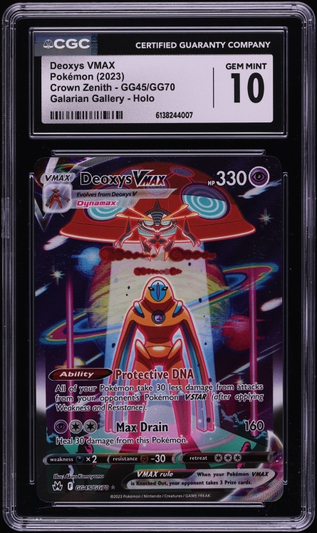 2023 Pokemon Sword & Shield Crown Zenith Galarian Gallery Full Art Deoxys VMAX #GG45 CGC 10 GEM