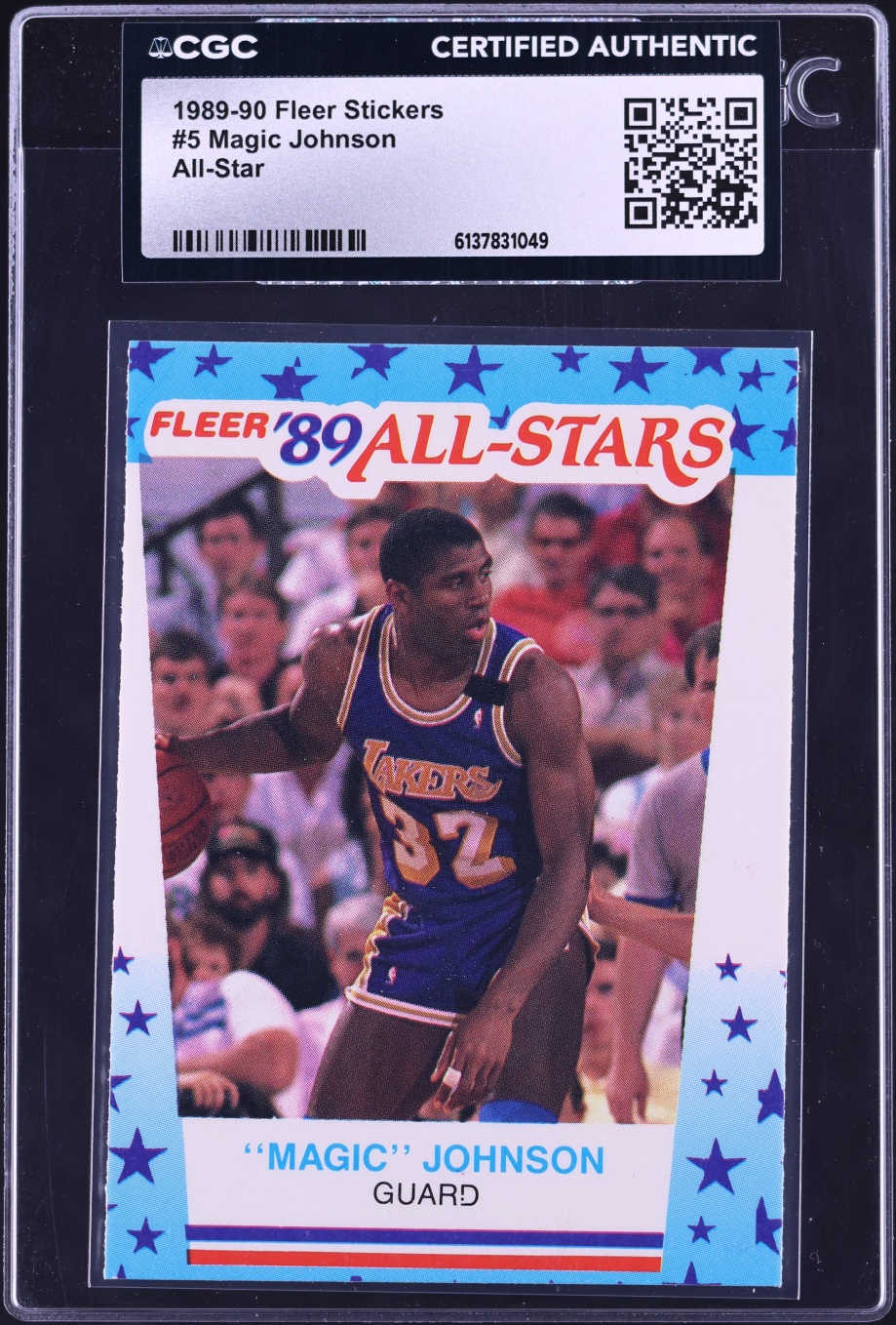 1989 Fleer Stickers Magic Johnson ALL-STAR #5 CGC AUTH