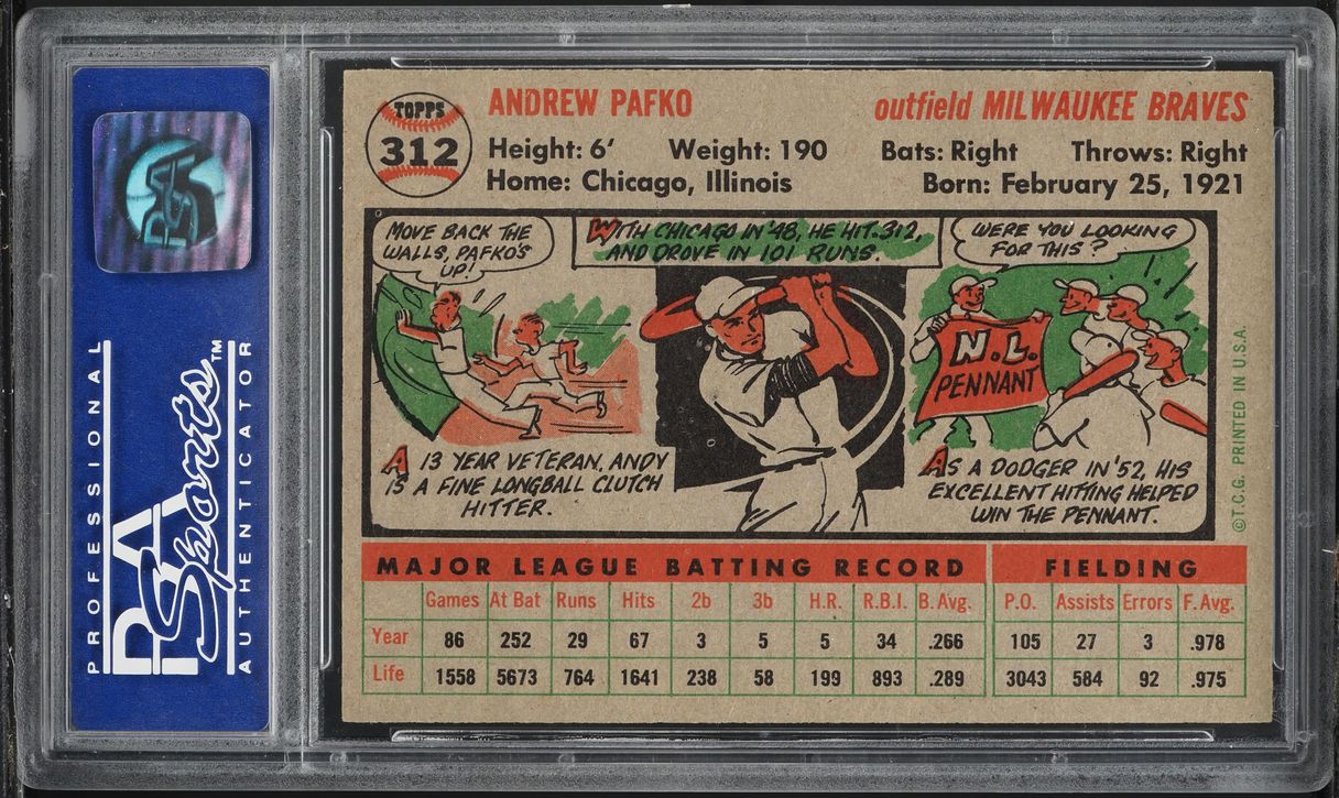 1956 Topps Andy Pafko #312 PSA 8 NM-MT